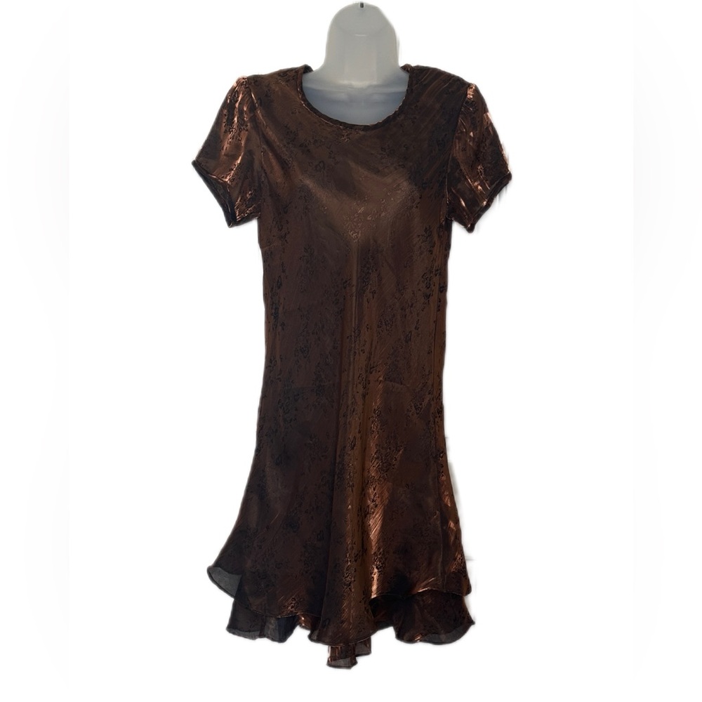 Vintage Karin Steven’s Shimmering Brown Short Sleeve Dress Size 10